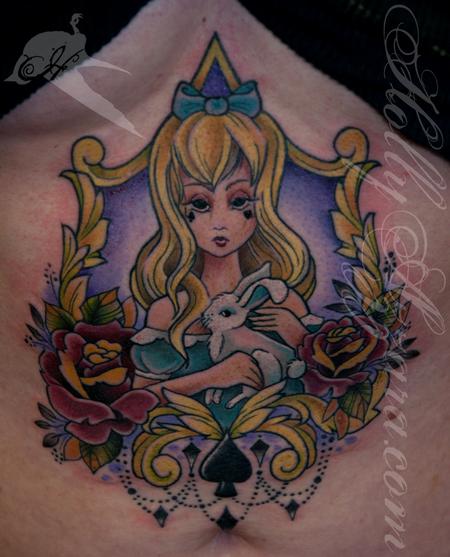 Alice with White Rabbit Tattoo Design Thumbnail